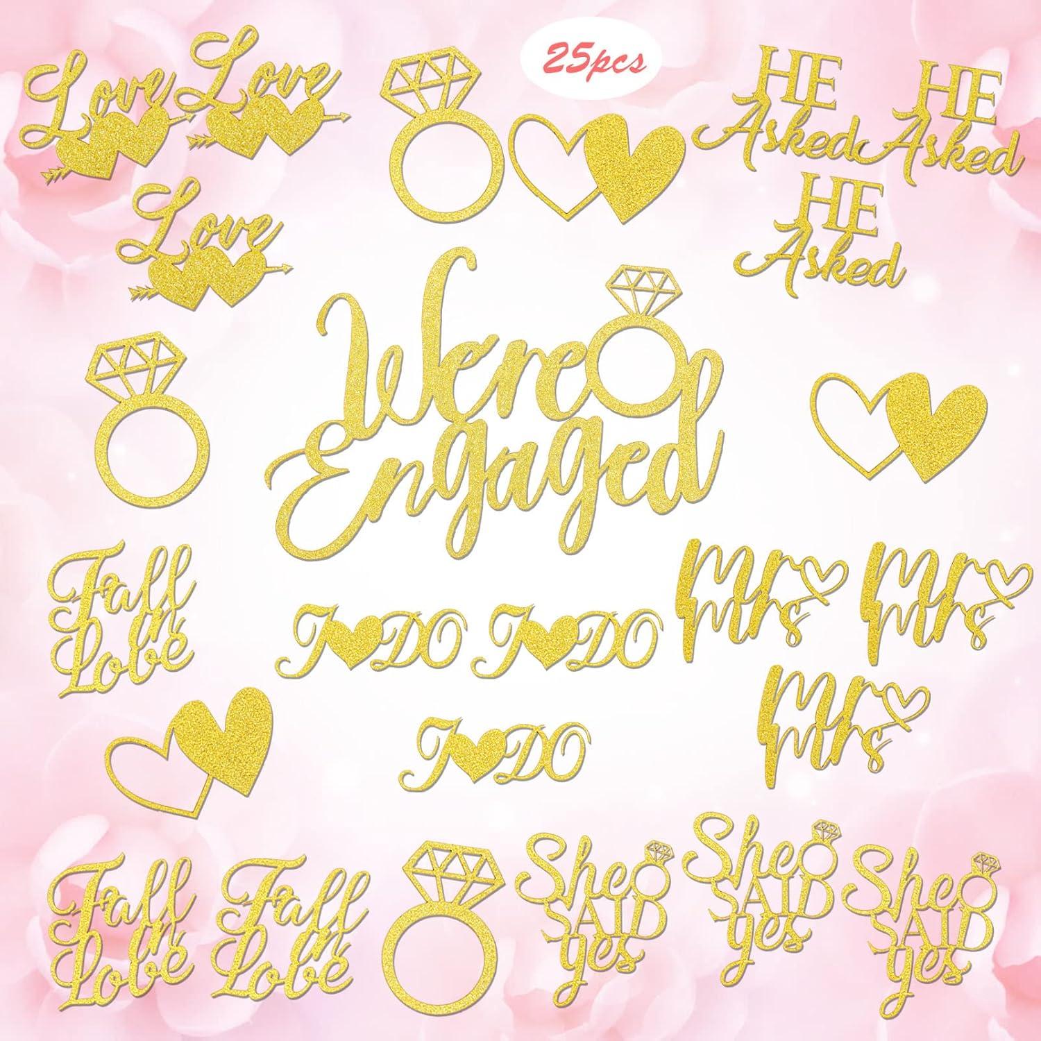 Gold Verlobung Cake Topper Set 25 STK We're Engaged Deko
