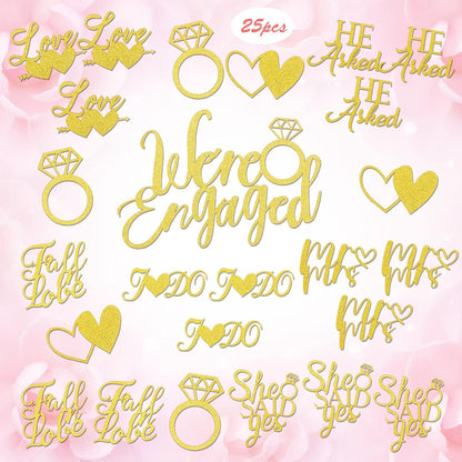 Gold Verlobung Cake Topper Set 25 STK We're Engaged Deko