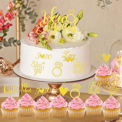 Gold Verlobung Cupcake Topper Mr Mrs Cake Topper 25 STK Festliche