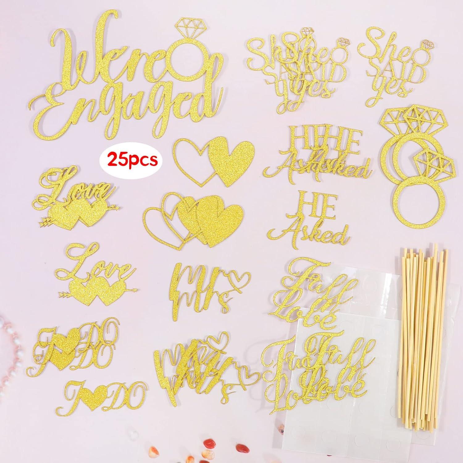 Verlobung Deko Gold Cake Topper Hochzeit Cupcake Toppers 25 Stk Wie Sosweet