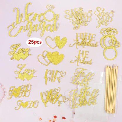 Verlobung Deko Gold Cake Topper Hochzeit Cupcake Toppers 25 Stk Wie Sosweet
