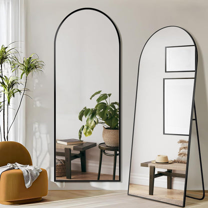 Großer Standspiegel 161x52cm – Schwarz, Verstellbar & Wandmontage