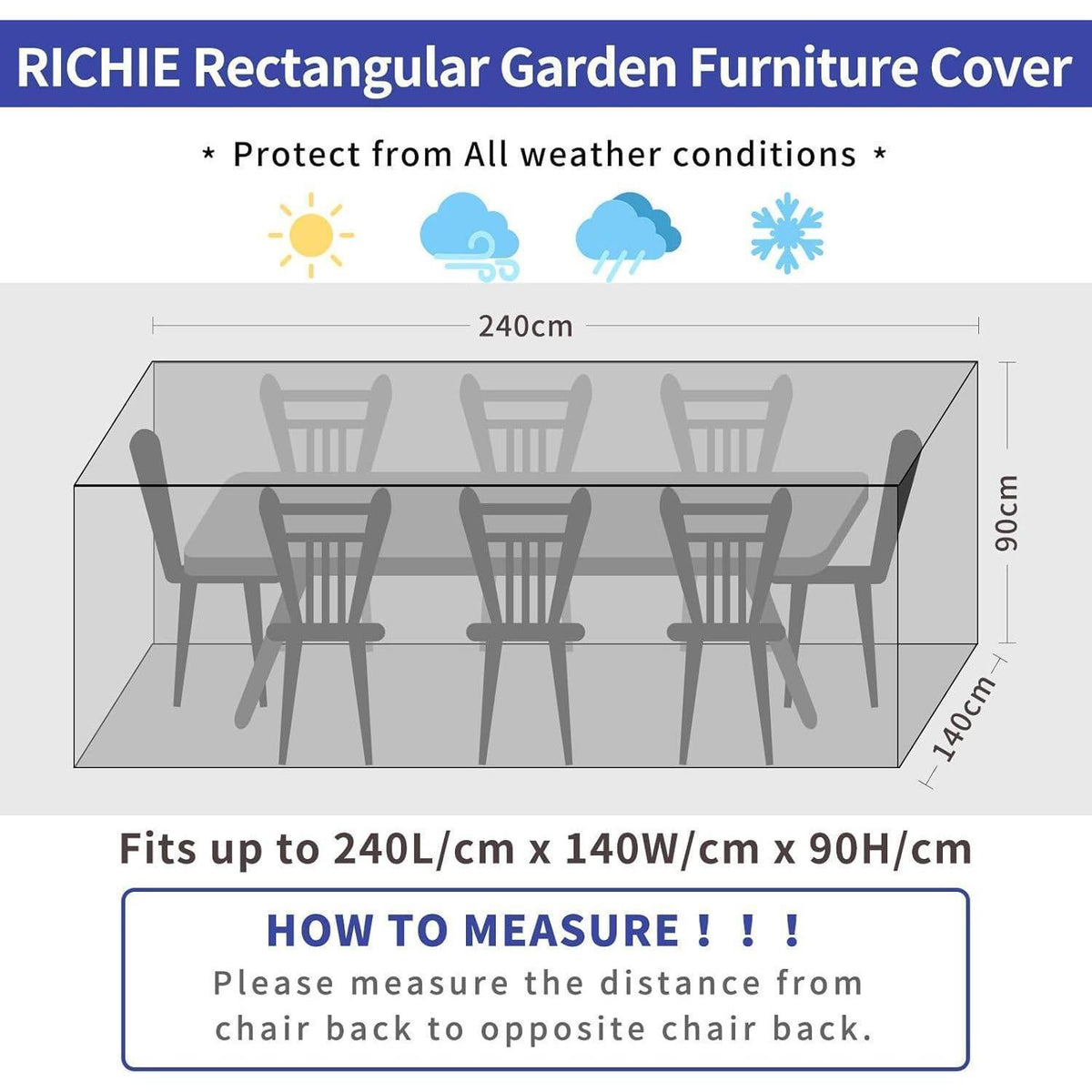 Wasserdichte Gartenmöbel Abdeckung 240x140x90cm – Schutzhülle