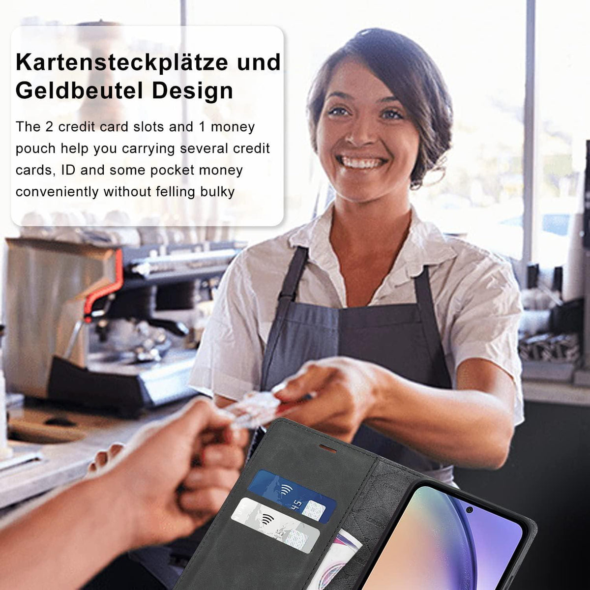 Ailicici Samsung Galaxy A54 5G Hülle Leder mit Schutzfolie - Klapphülle Wallet Case