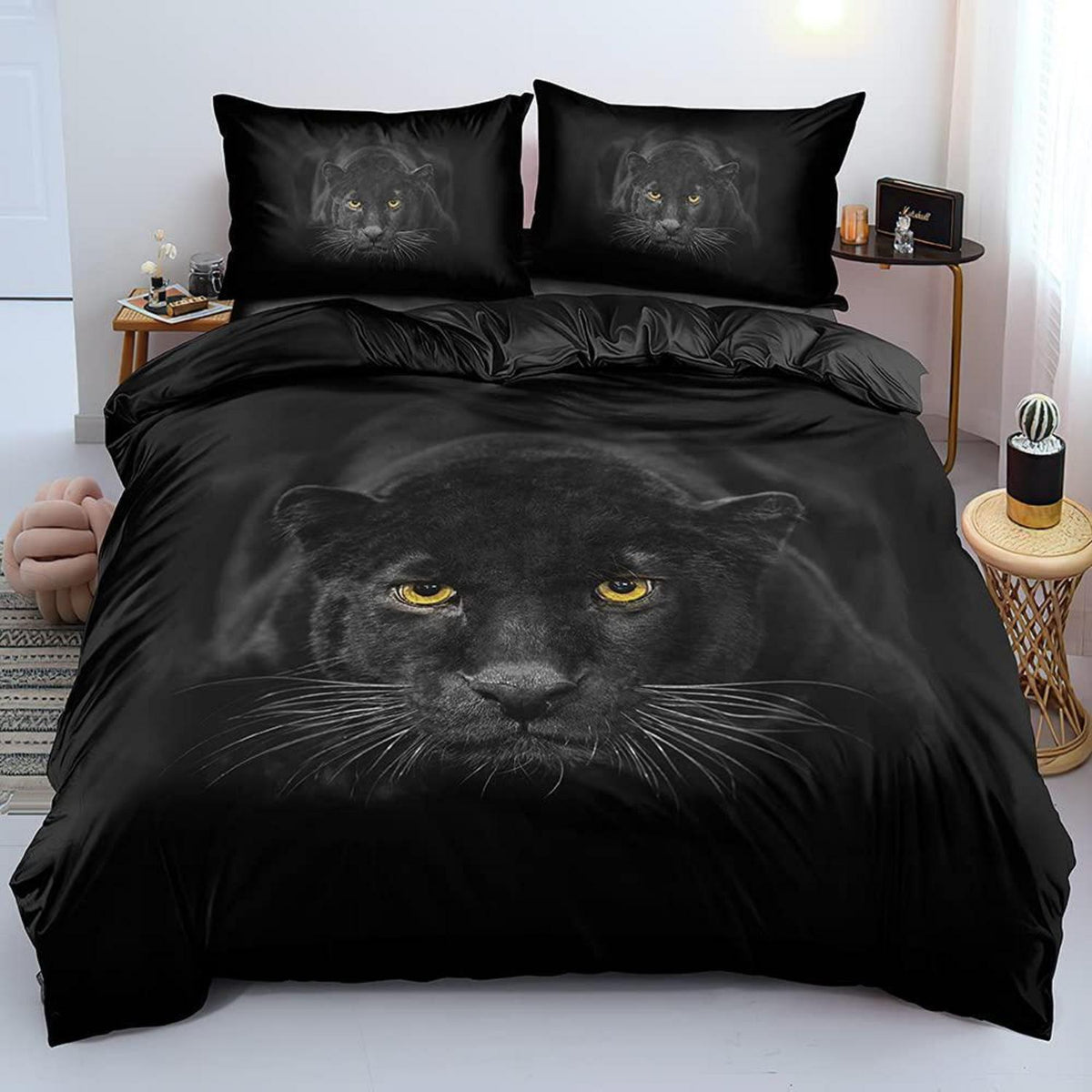 3D Leopard Bettwäsche 135x200 - 4tlg. Set für Kinder & Jugendliche