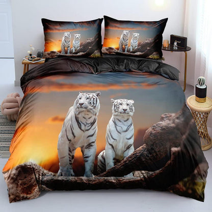 3D Tiger Bettwäsche 135x200, 4-teilig, Flauschig & Weich