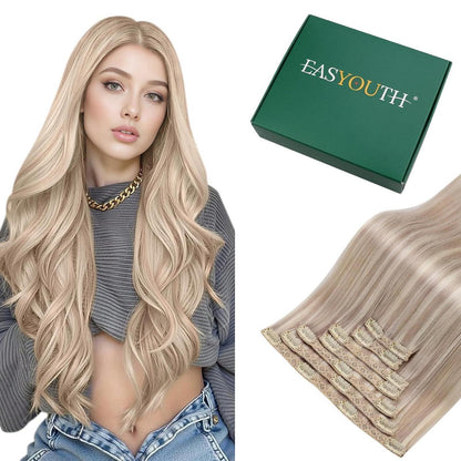 Blond Echthaar Clip-in Extensions – Remy Menschenhaar 45cm