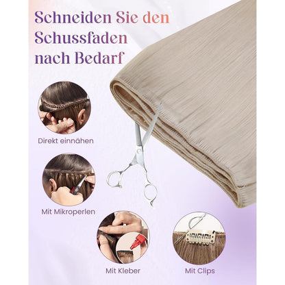 Echthaar Tressen zum Einnähen Blond #60 - 50cm, 100g
