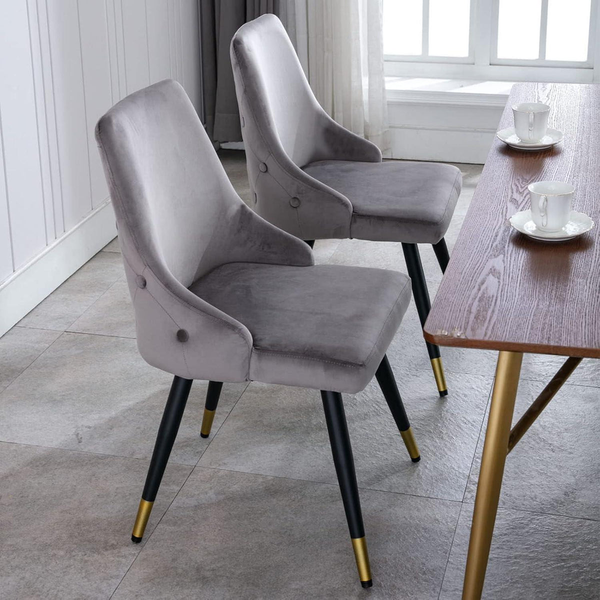 Samt Esszimmerstühle 2er Set – Modern & Komfortabel Grau