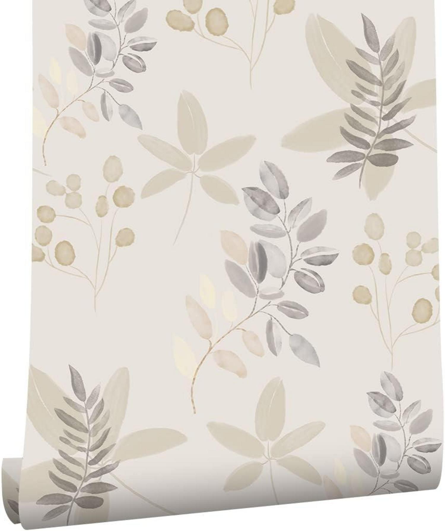 Selbstklebende Tapete Floral Blätter Weiß Grau 0.4W x 6L m