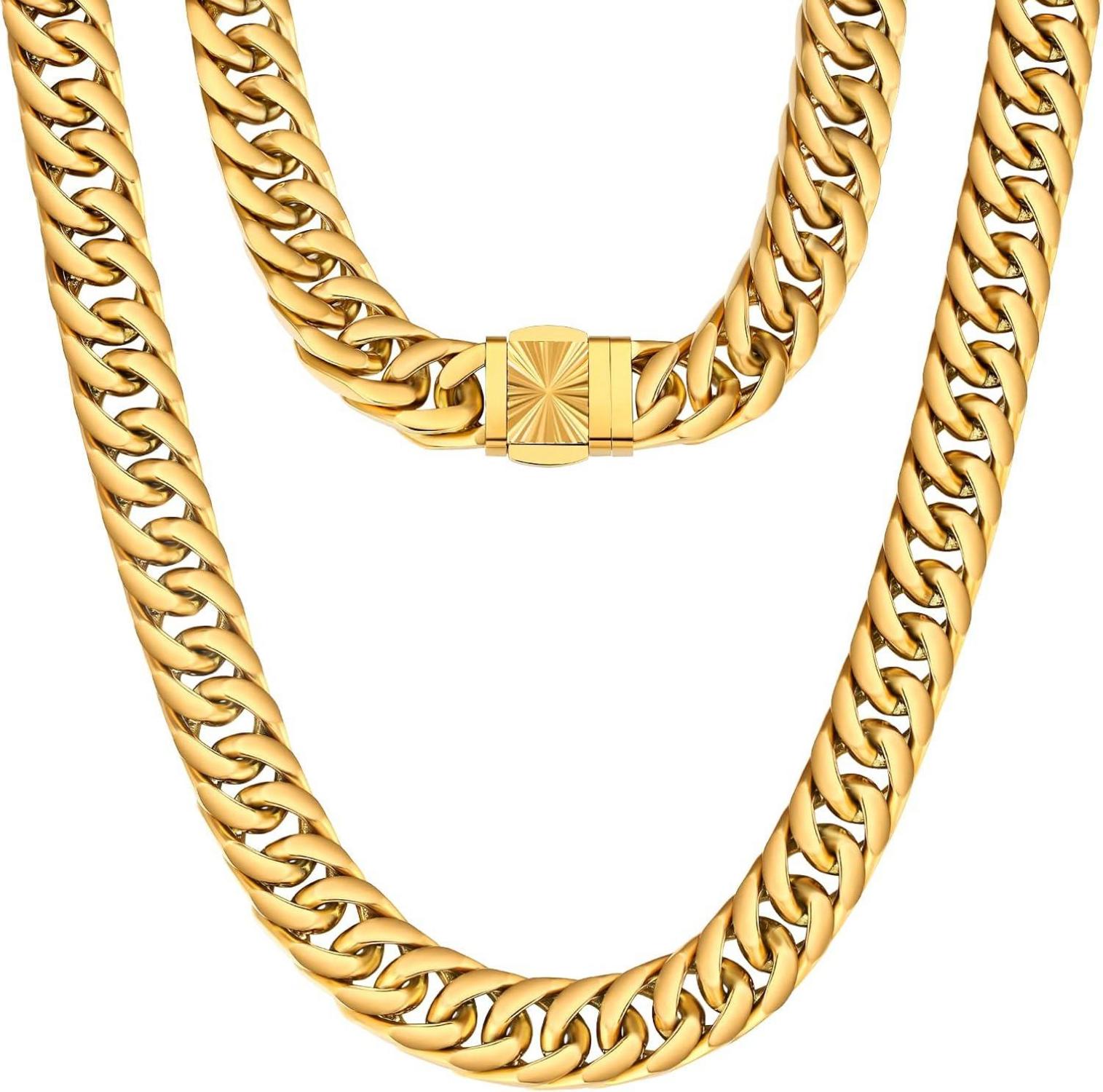 Goldkette Cuban Link Chain Herren 14mm 55.9cm Golden