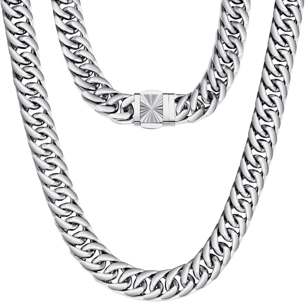 Panzerkette Herren Edelstahl Cuban Link 18K Gold Silber 14mm 50.8cm
