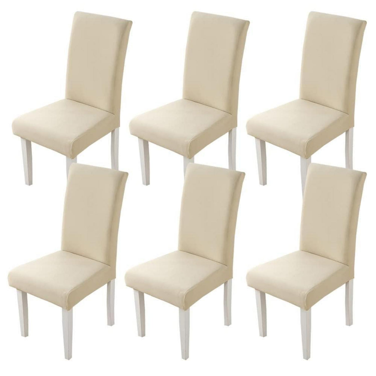 Stuhlhussen 6er Set – Stretch Esszimmerstuhlbezüge Beige