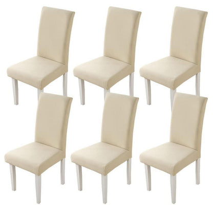Stuhlhussen 6er Set – Stretch Esszimmerstuhlbezüge Beige