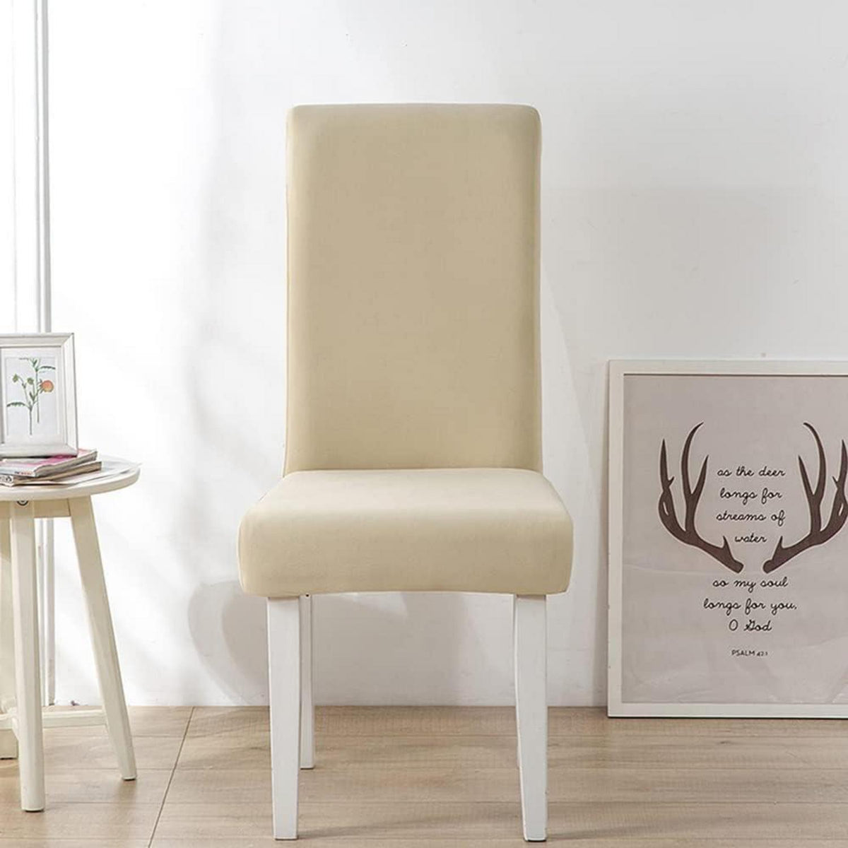 Stuhlhussen 6er Set – Stretch Esszimmerstuhlbezüge Beige
