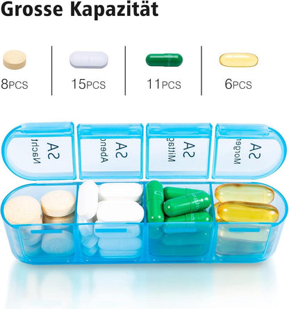 Tablettenbox 7 Tage BPA Frei Pillendose 4 Fächer