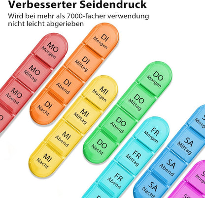 Tablettenbox 7 Tage BPA frei Medikamentenbox 4 Fächer
