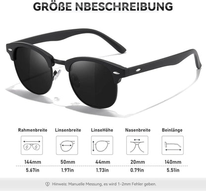 Polarisierte Retro-Sonnenbrille UV400 Schutz Metallrahmen Rechteckig