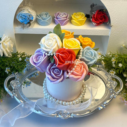 Rose Silikonform 3er Set für Kerzen, Seifen & Gießharz