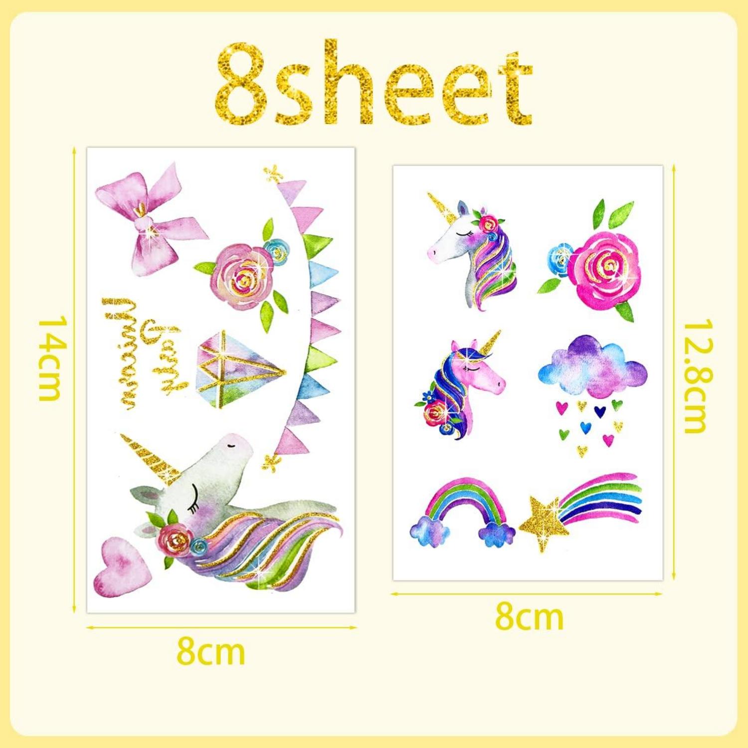 Glitzer Einhorn Tattoos Kinder Set Gold Glitzer Tattoo Temporäre