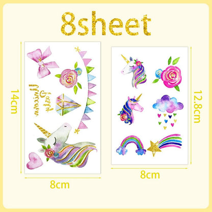 Glitzer Einhorn Tattoos Kinder Set Gold Glitzer Tattoo Temporäre