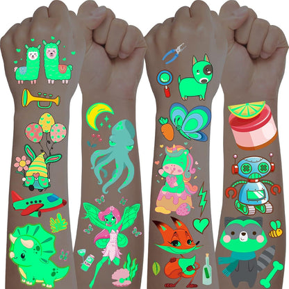 Kinder Tattoo Set mit 30 Leuchttattoos - Glitzer