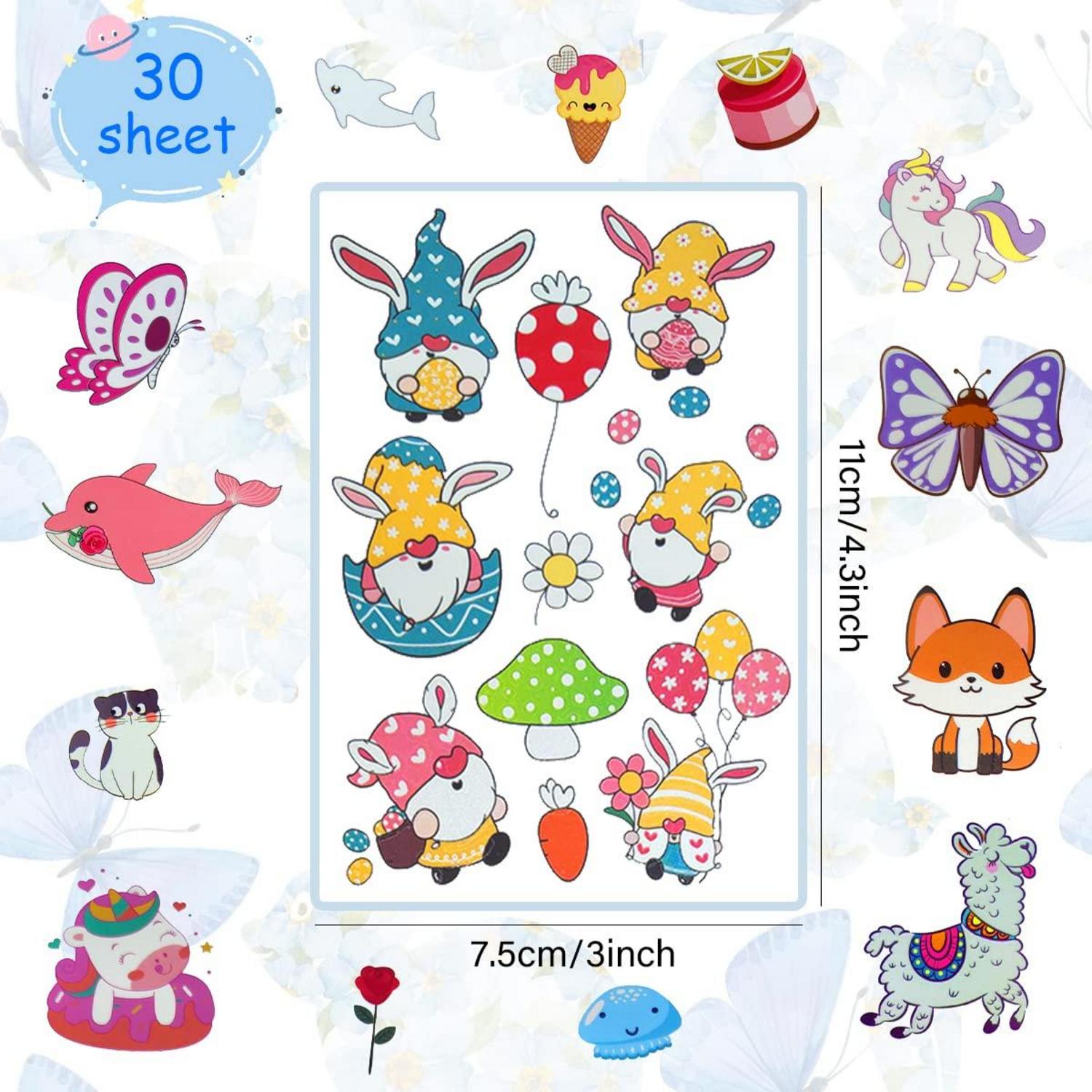 Kinder Tattoo Set 30 Leuchttattoos Glitzer Hautfreundlich Mädchen Jungen