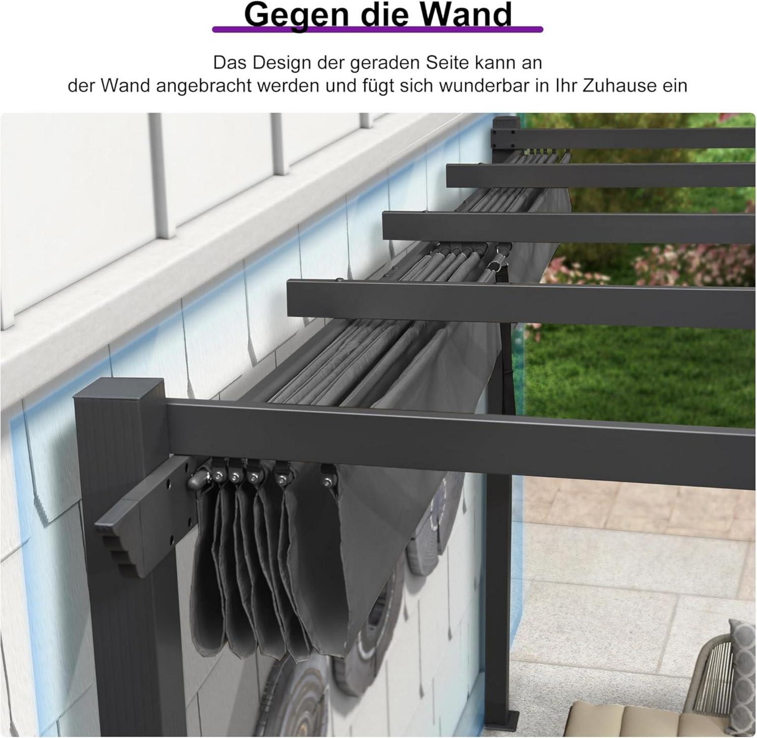 PURPLE LEAF Pergola Aluminium Garten Pavillon Wasserdicht 2.8 x 4 m