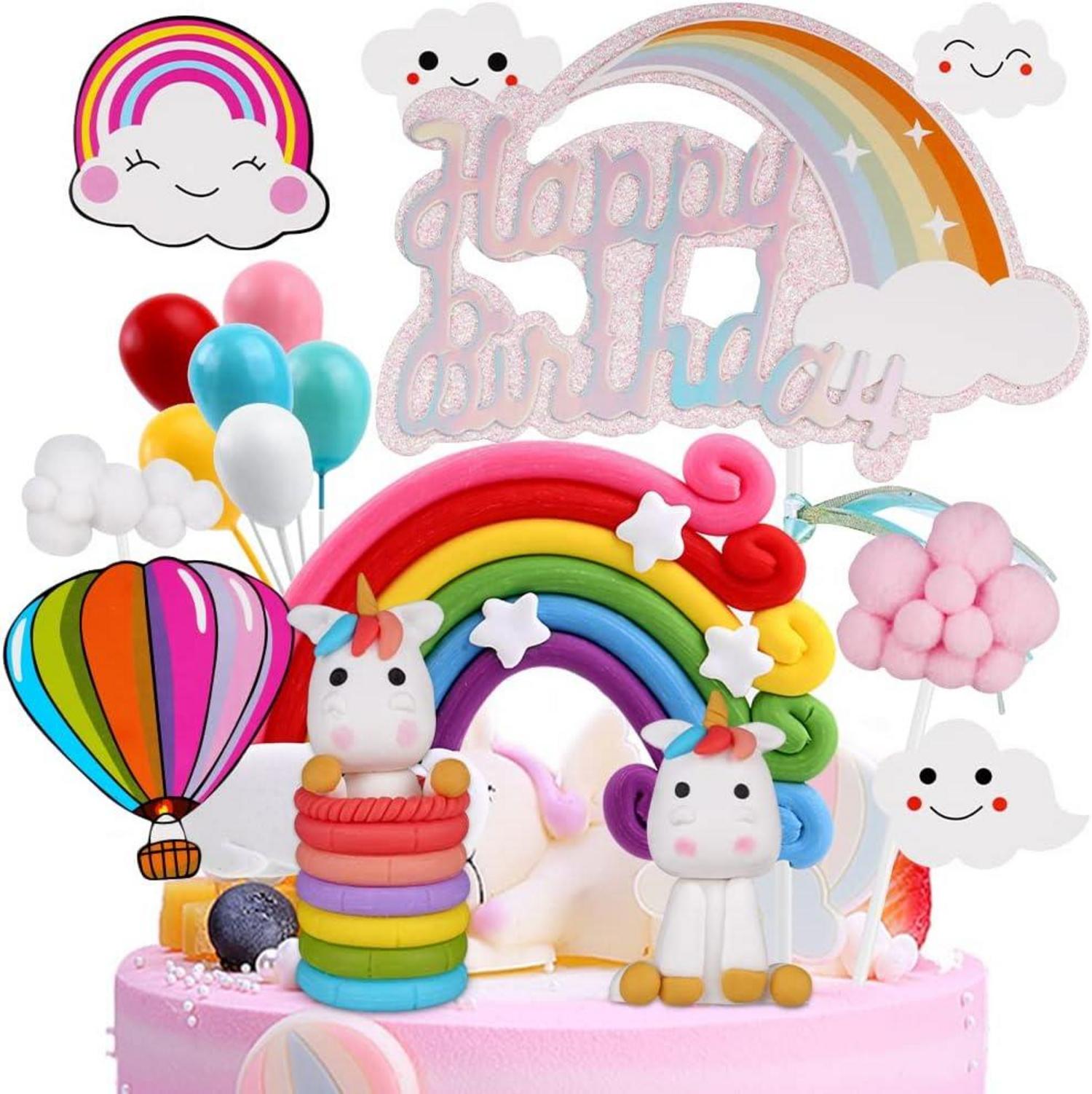 Einhorn Kuchendeko Geburtstag Set Regenbogen Wolke Ballon Kinder