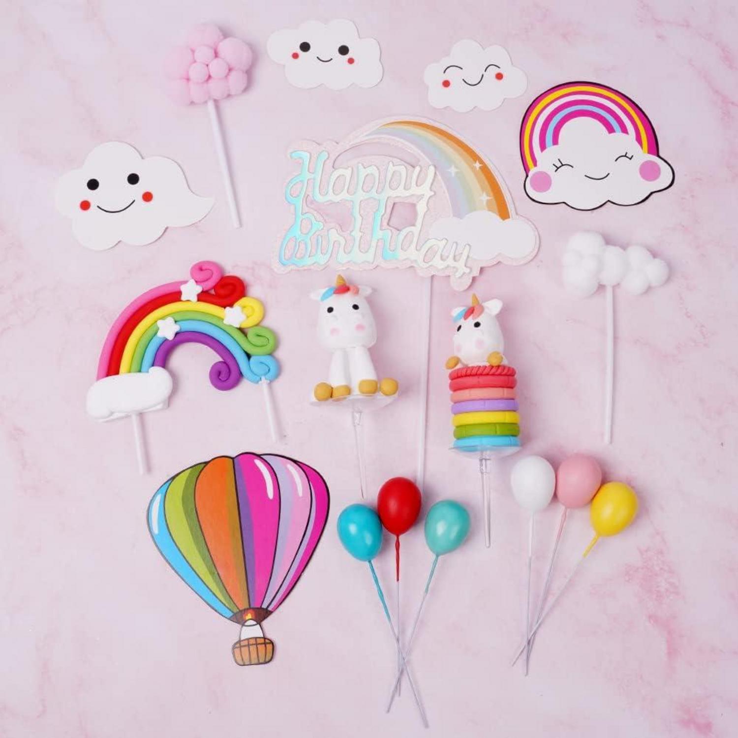 Einhorn Kuchendeko Geburtstag Set Regenbogen Wolke Ballon Kinder
