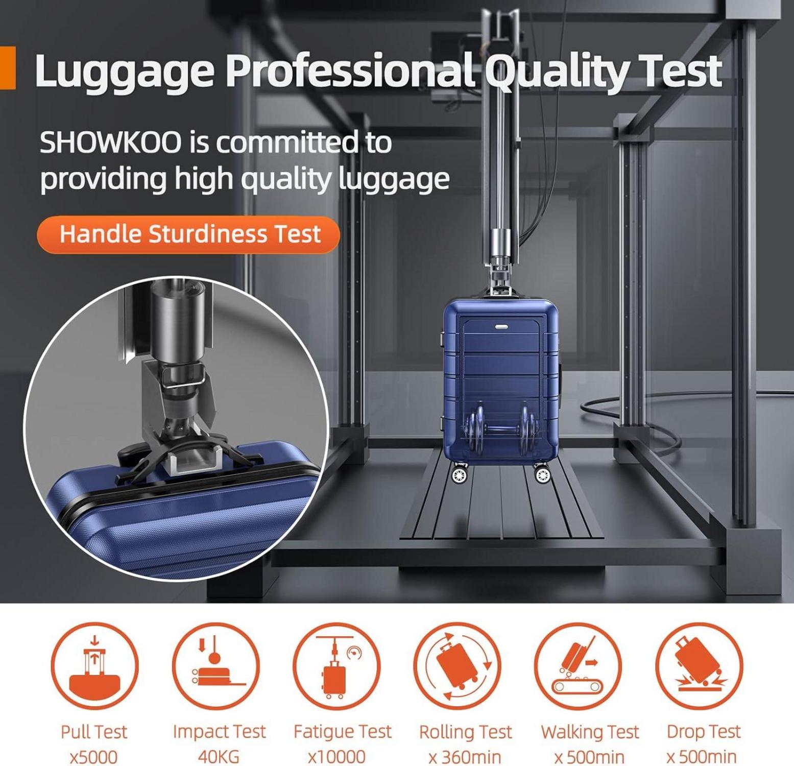 SHOWKOO Mittlerer Koffer ABS+PC Hartschale Leicht 4 Rollen TSA L -Blau 65cm