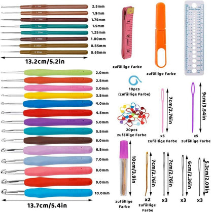 Ergonomisches Häkelnadel-Set 14 Größen 8 Nadeln Zubehör