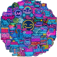 100 Neon Sprüche Aufkleber – Motivationssticker für Journal & Laptop