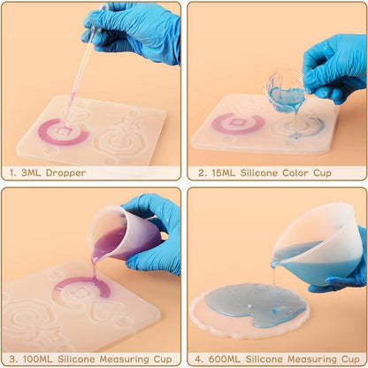 Silikon Messbecher Set Epoxidharz | 600ml & 100ml Becher + Zubehör