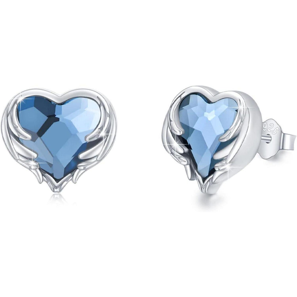 925 Sterling Silber Ohrringe mit Engelsflügeln und Kristall