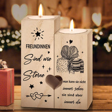 Geschenk Freundin Kerzenständer Holz 2er Set 12x10x4,5cm