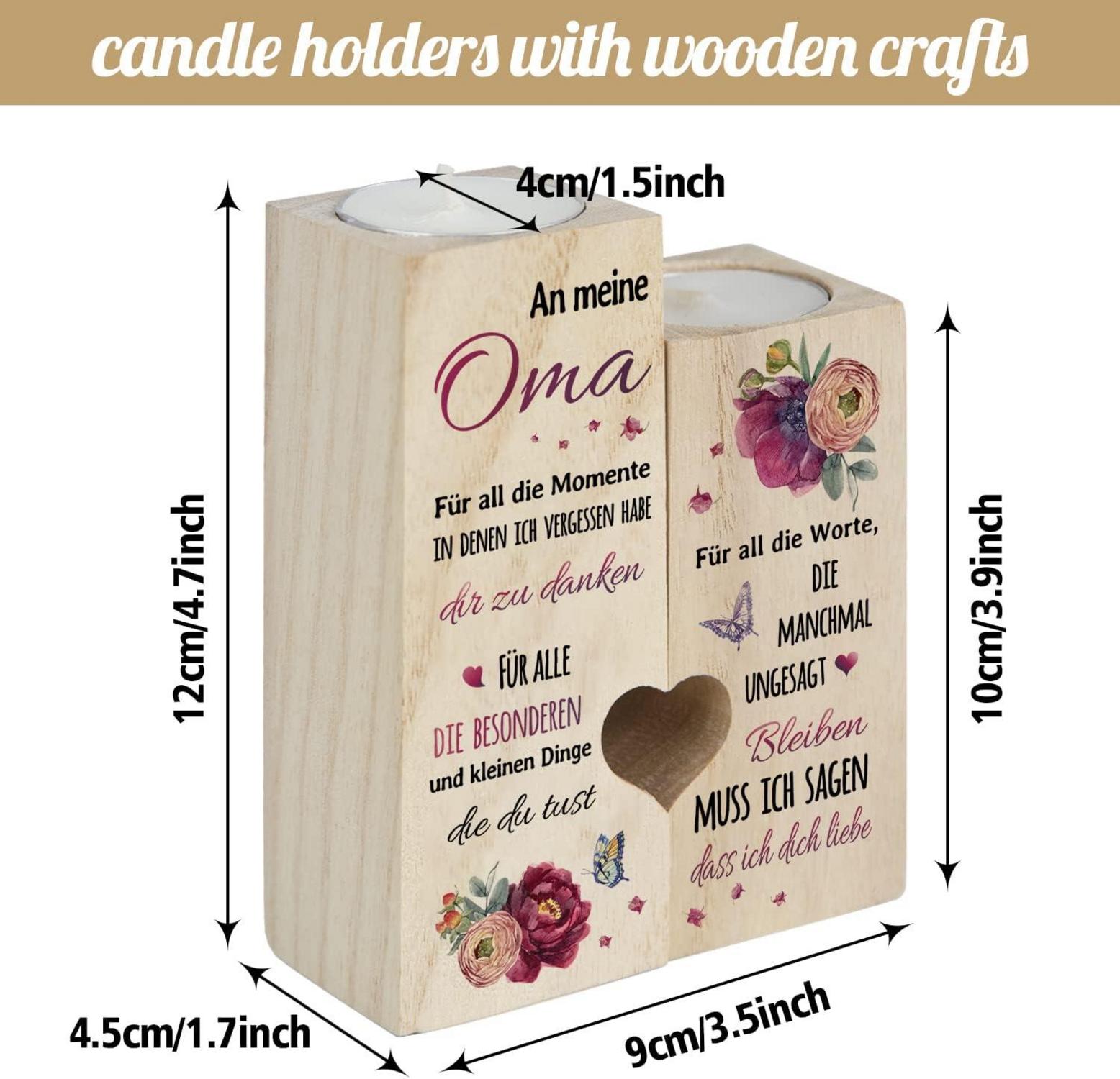 Personalisierte Kerzenhalter Geschenkideen für Oma, Hochwertiges Oma Geschenk, 2er Set