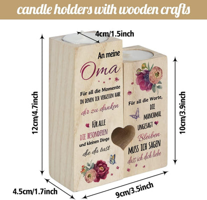 Personalisierte Kerzenhalter Geschenkideen für Oma, Hochwertiges Oma Geschenk, 2er Set