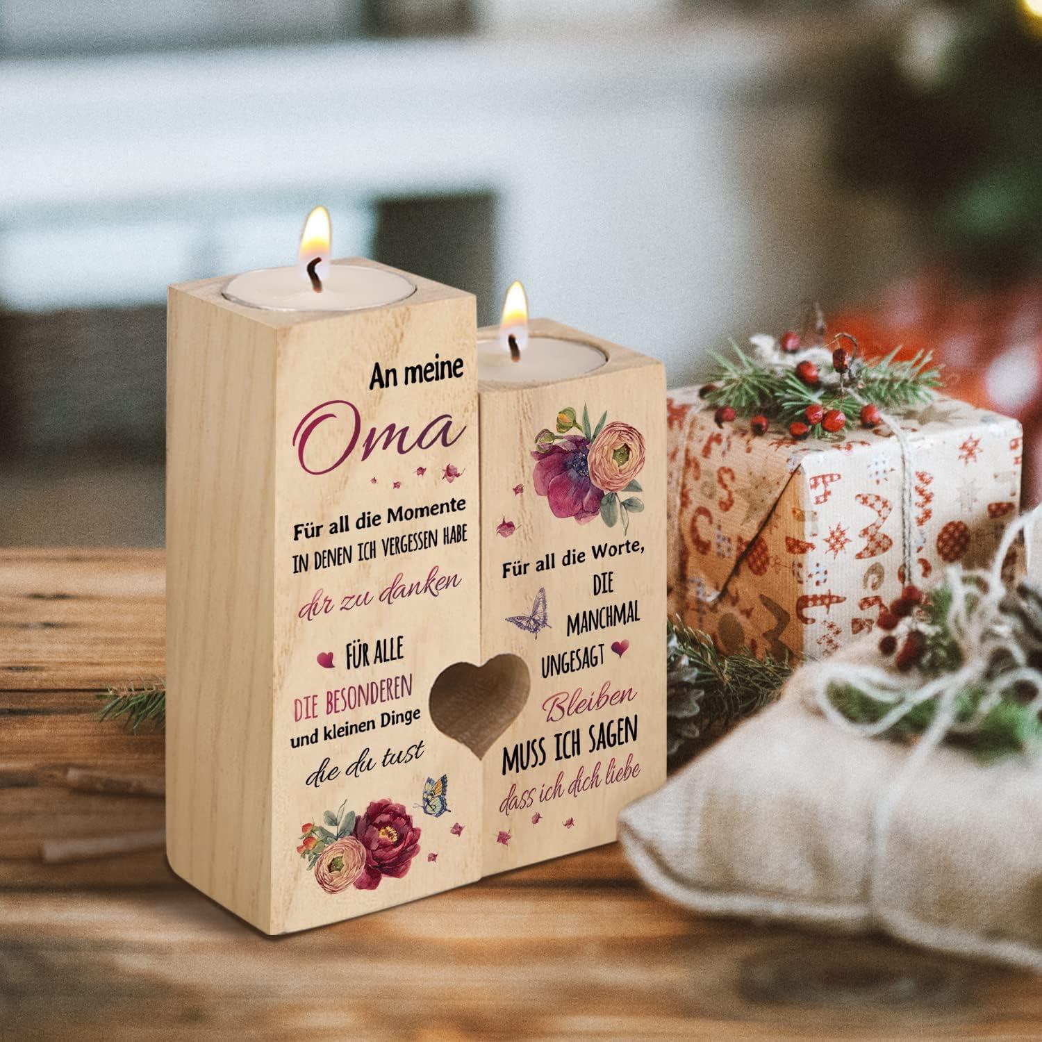 Holz Kerzenhalter Geschenk Oma Personalisiert Muttertag Ostern Oma
