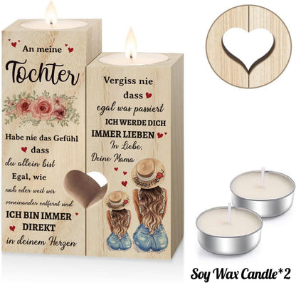 Personalisierte Kerzenhalter für Tochter, Holz, Geschenk von Mama
