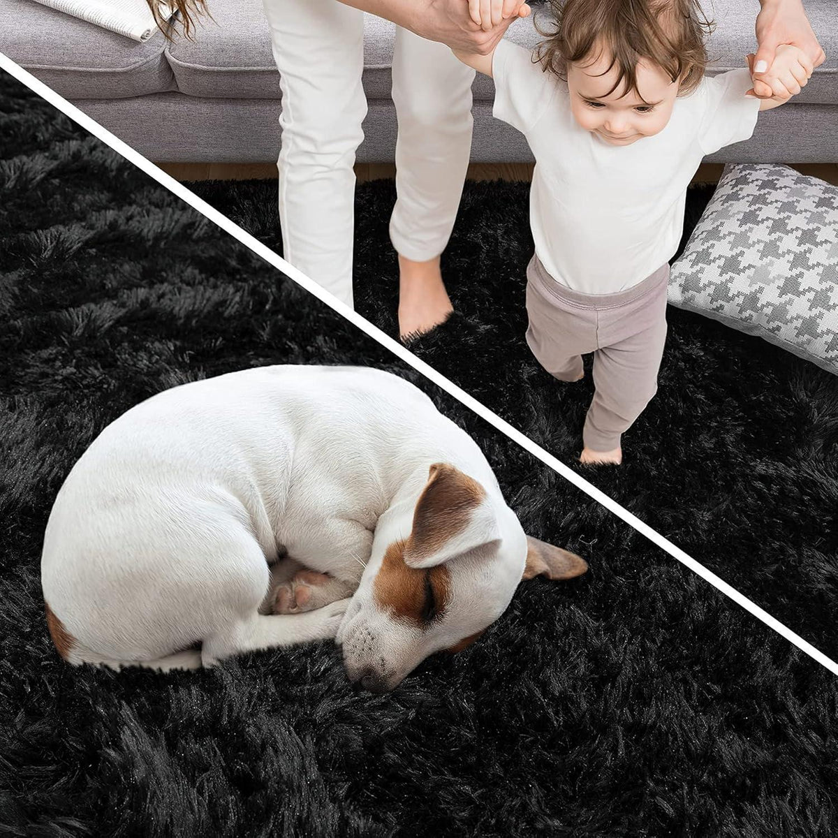 Hochflor Shaggy Teppich Schwarz 200 x 300 cm - Superweich & Flauschig