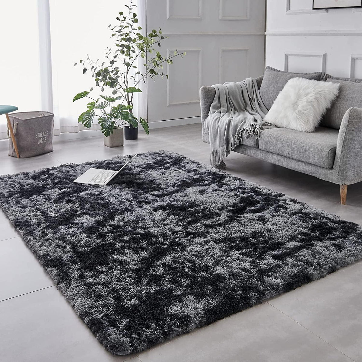 Weicher Hochflor Shaggy Teppich dunkelgrau 200x300 cm