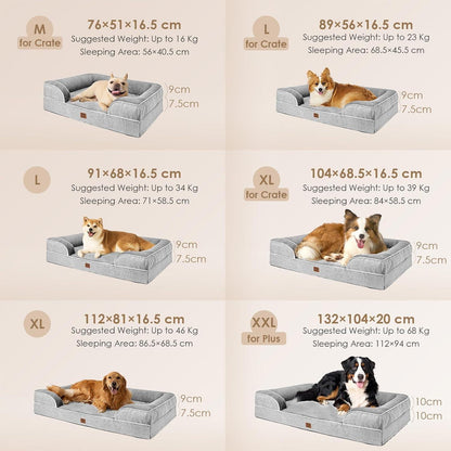 Orthopädisches Hundebett XL mit Memory Foam, Grau