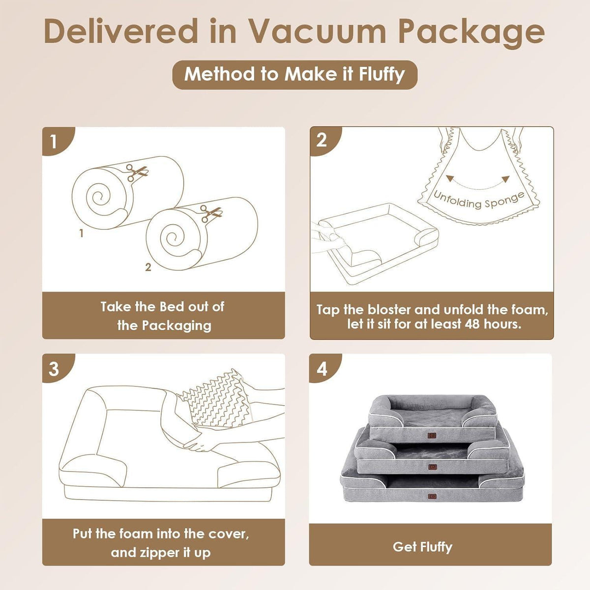 Orthopädisches Hundebett XL mit Memory Foam, Grau