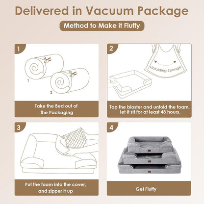 Orthopädisches Hundebett XL mit Memory Foam, Grau