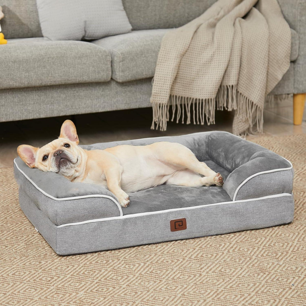 Orthopädisches Hundebett XL mit Memory Foam, Grau