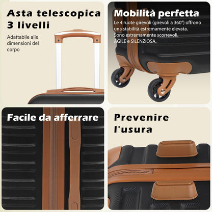 COOLIFE Koffer Trolley ABS Hartschale 4 Rollen TSA-Schloss 3tlg