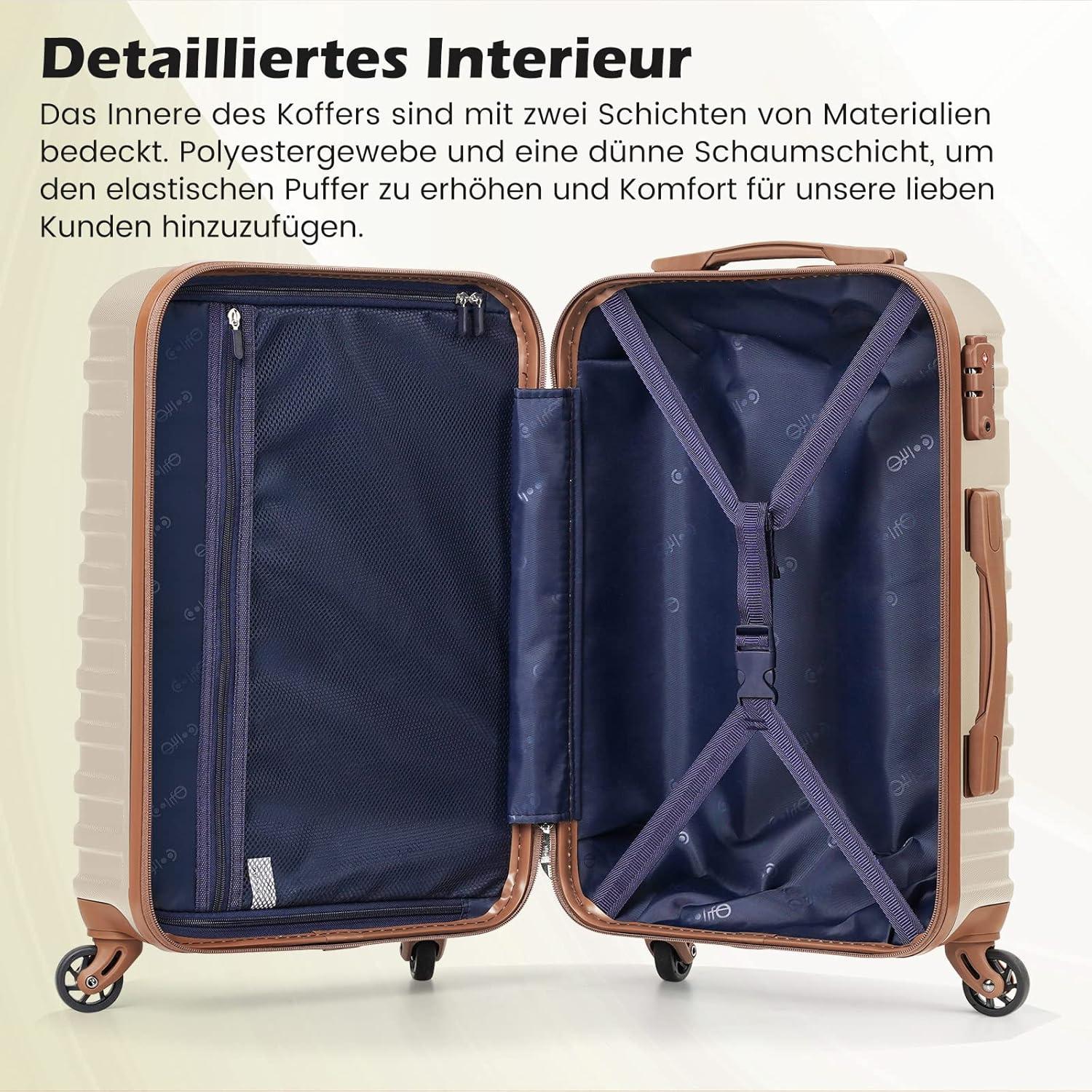 Hartschalen Koffer Set 3-teilig ABS Trolley 4 Rollen TSA-Schloss