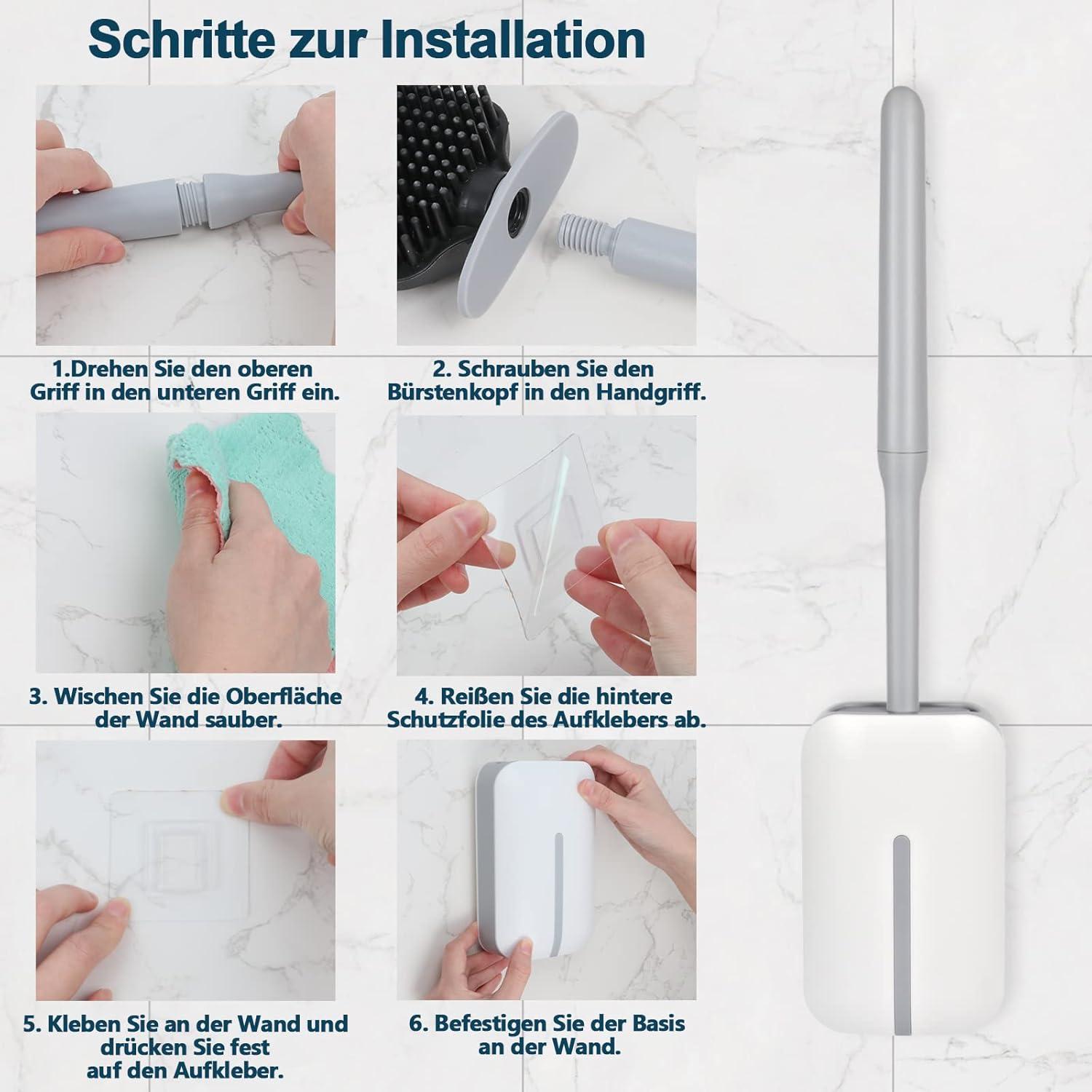 Silikon Toilettenbürste mit Behälter, Bürste für WC Badezimmer Gäste-WC