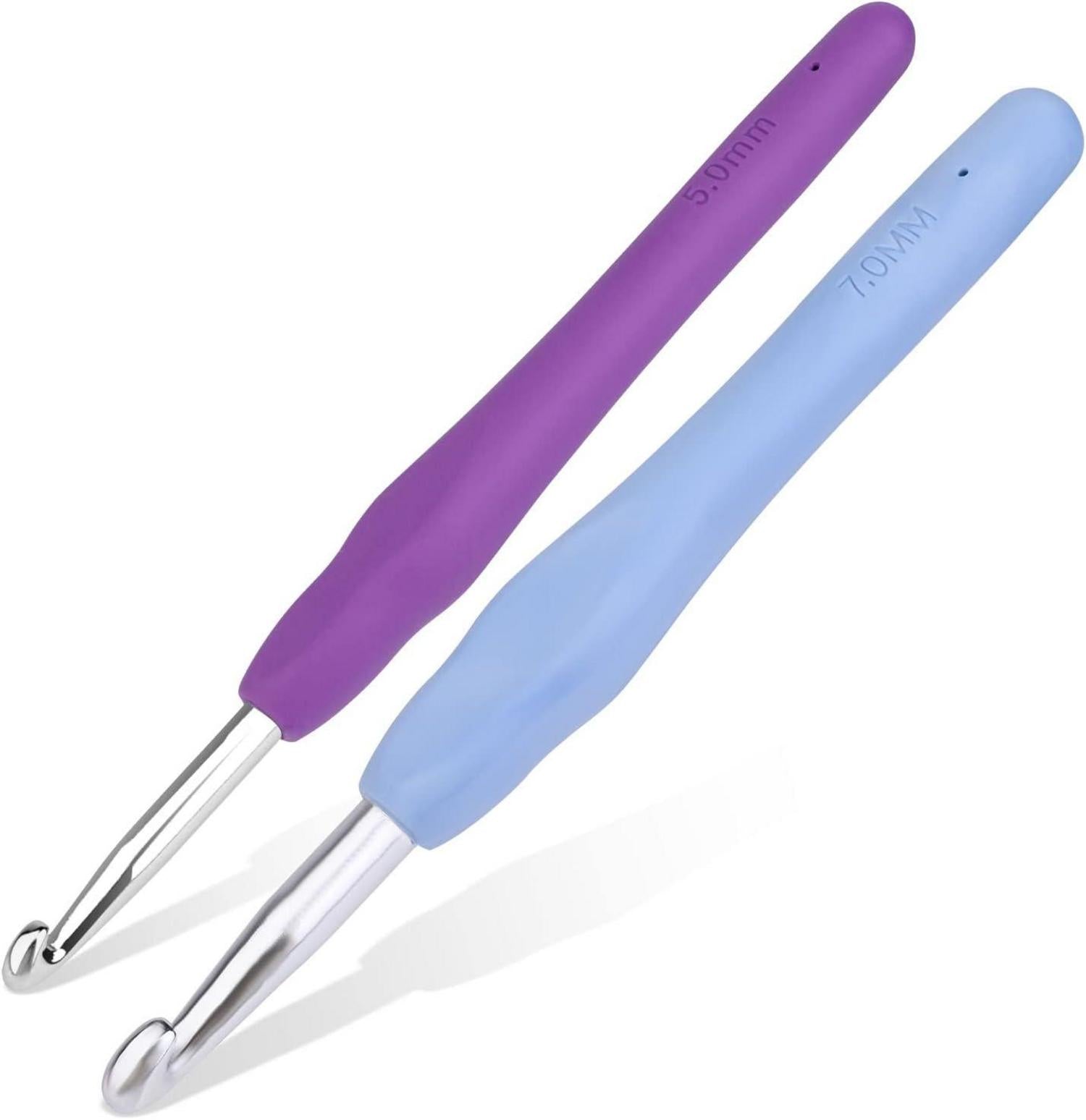 2-Pack Häkelnadeln 5,0 mm/7,0 mm, Glatter Griff für Arthritische Hände